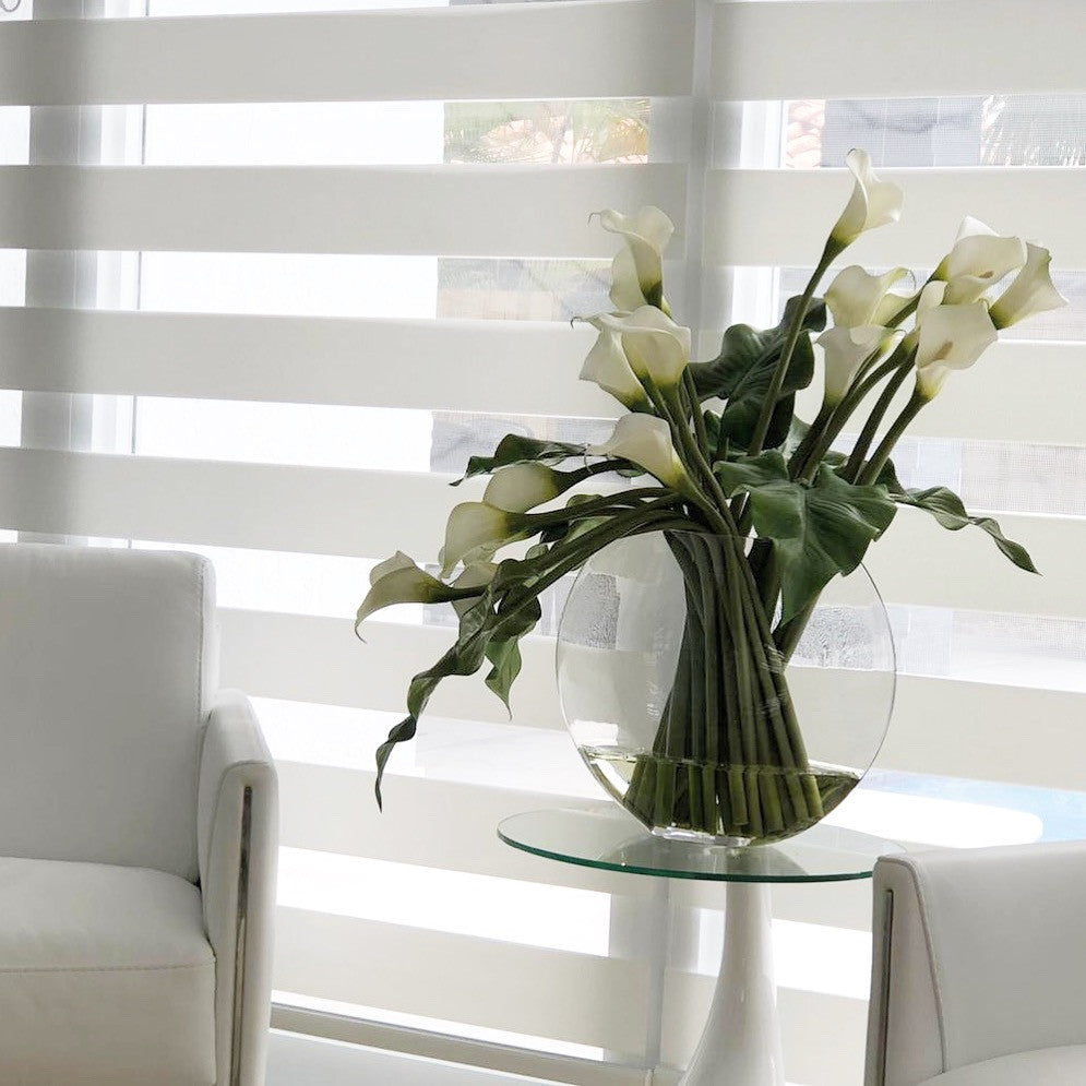 White Calla Lilies in the Moon Vase