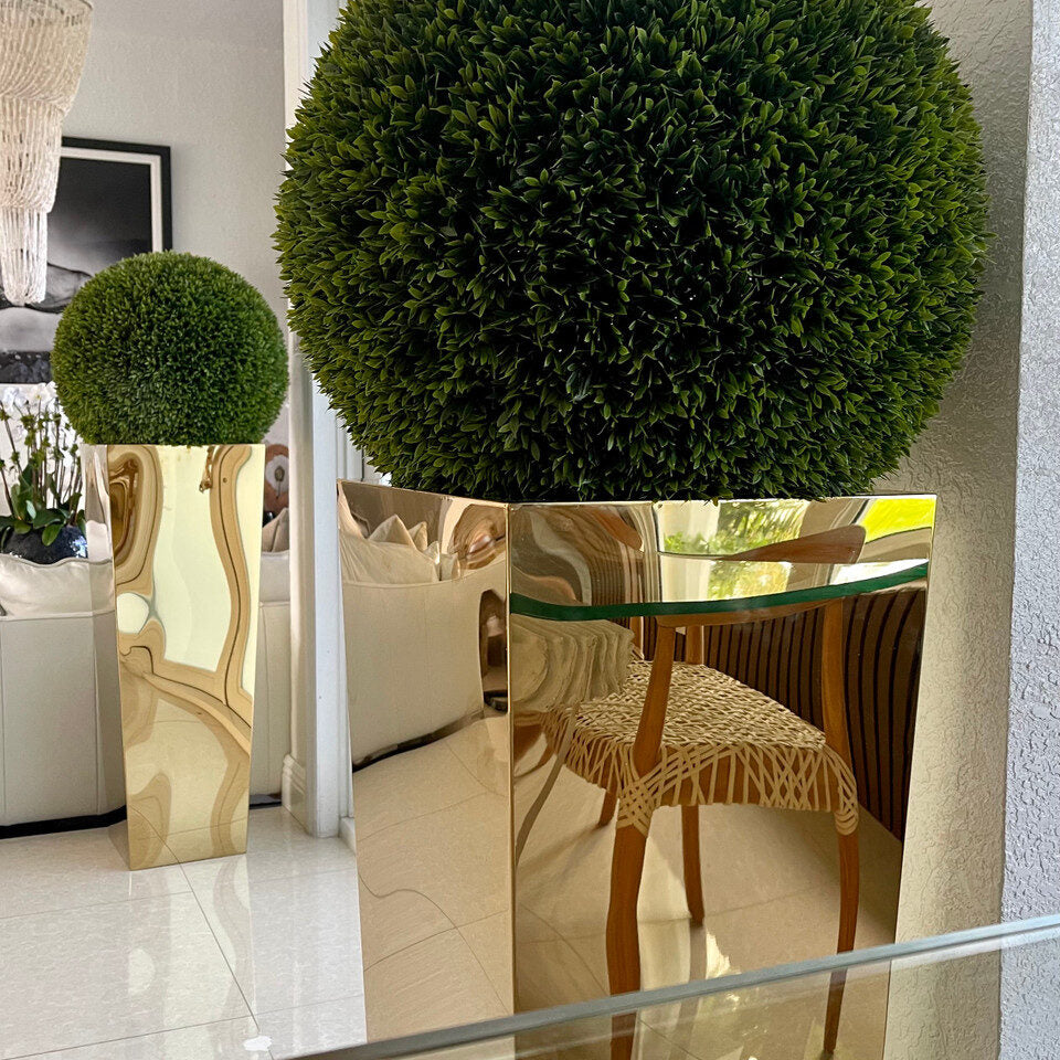 Topiaries Gold Cube Planters